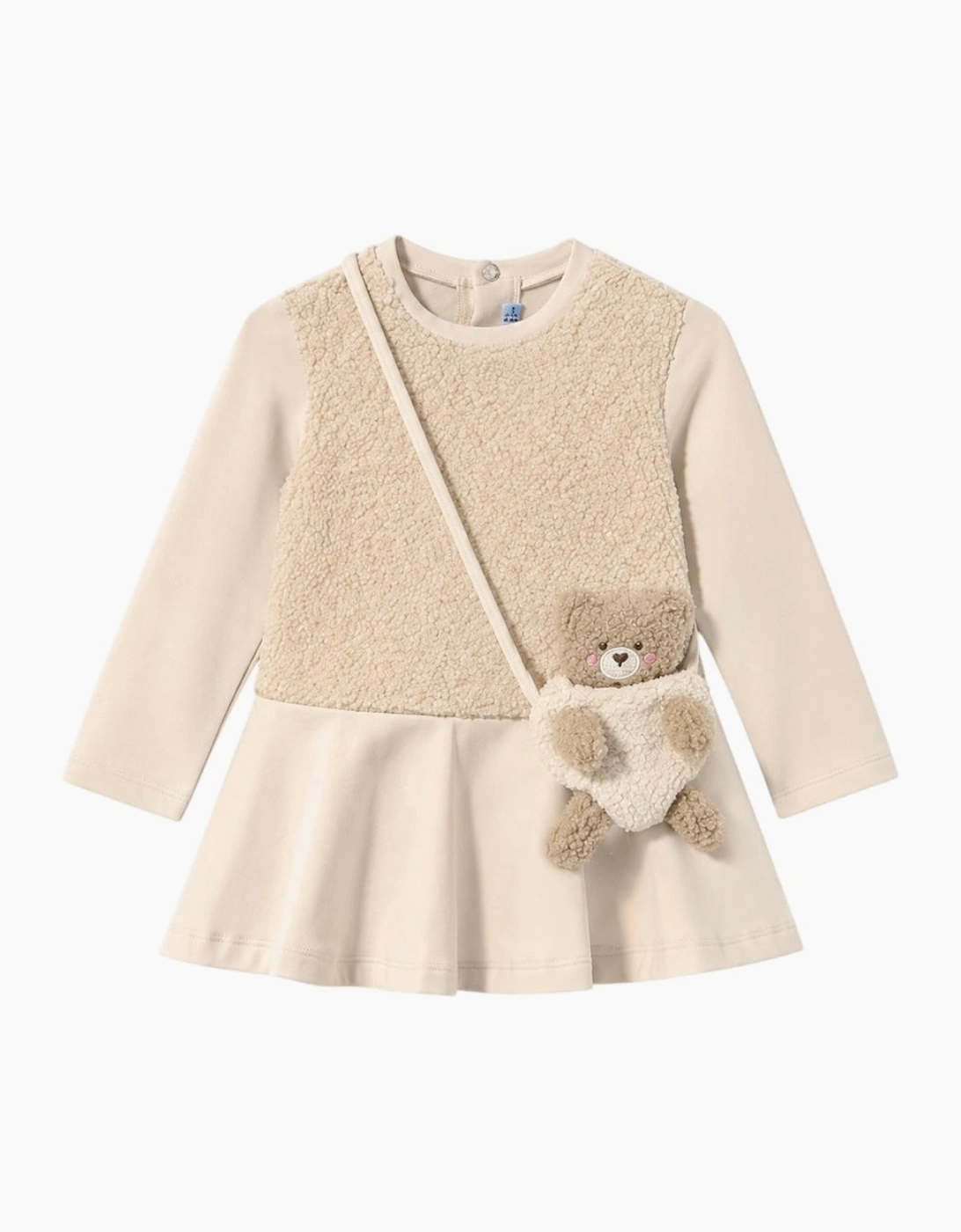 Girls Cream Boucle Bear Bag Dress, 4 of 3