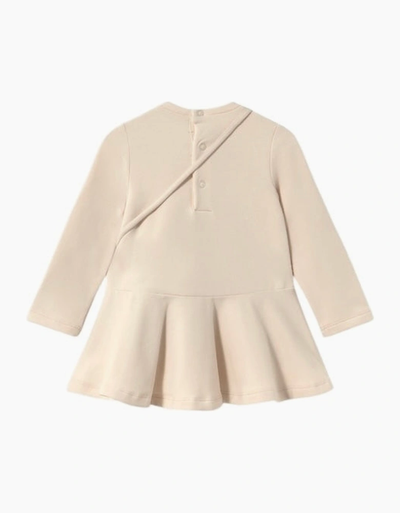 Girls Cream Boucle Bear Bag Dress