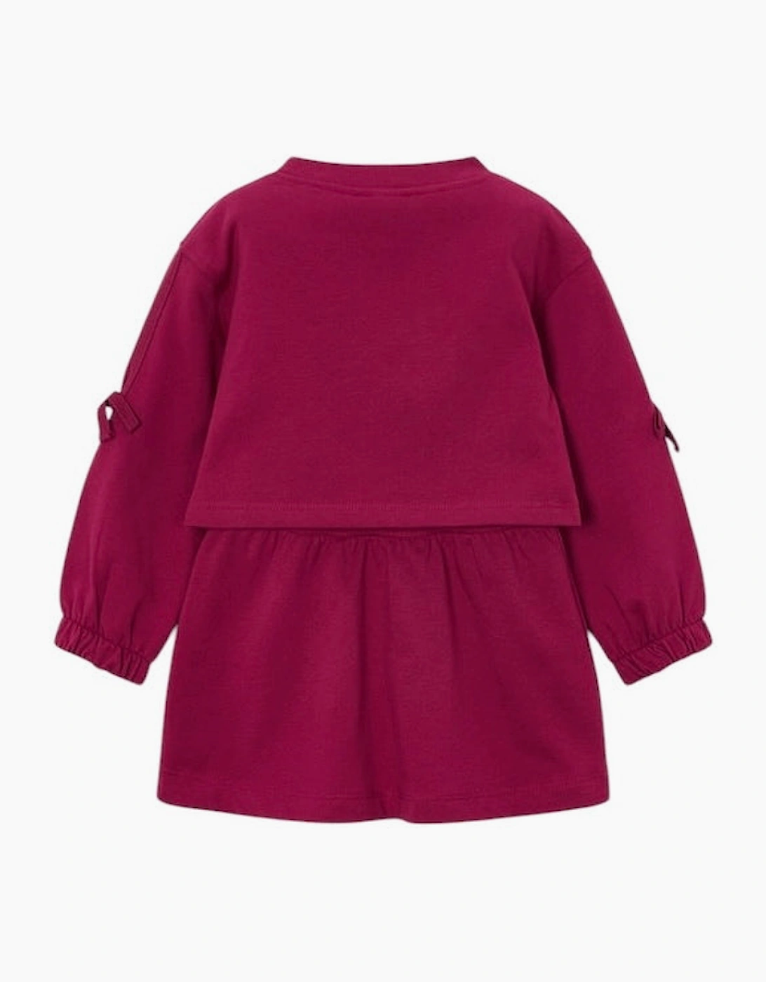 Girls Burgundy Printed Cherry Hooded Dress