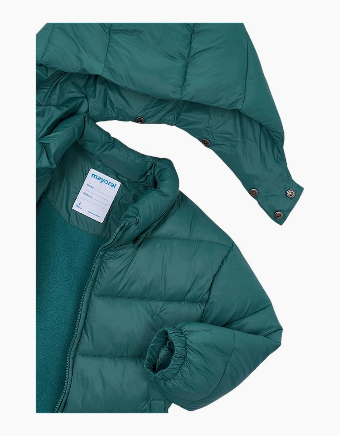 Boys Green Fleece Lined Puffer Coat