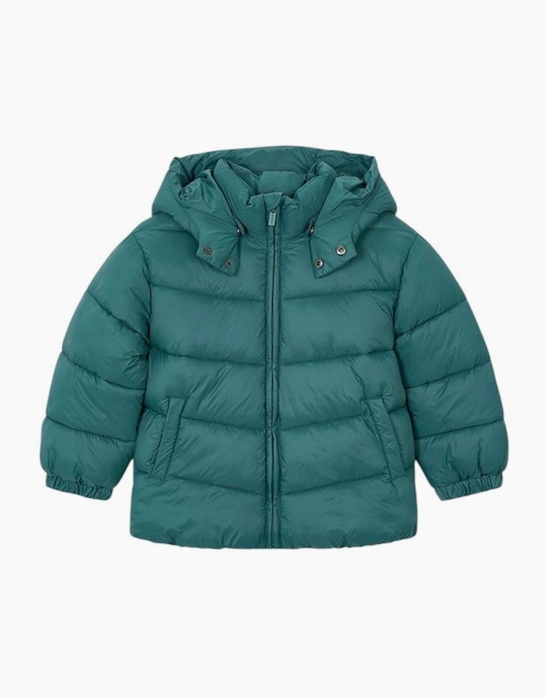 Boys Green Fleece Lined Puffer Coat