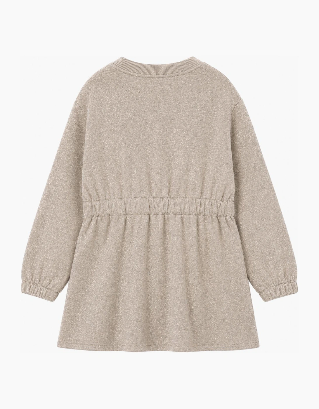 Girls Beige Shimmer Tulle Bow Dress