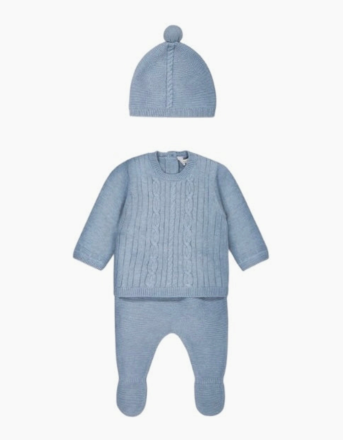 Boys Blue Cable Knit Pant Set, 6 of 5