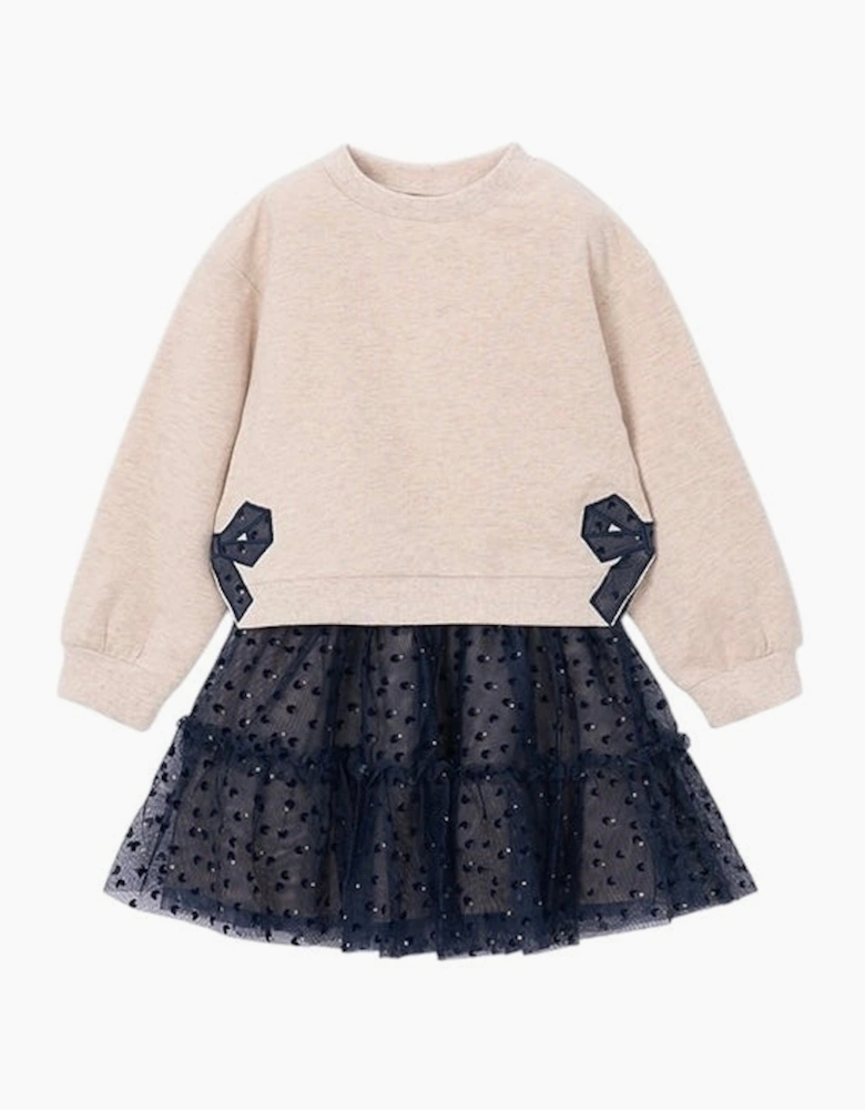 Girls Navy Bow Jumper Tulle Skirt Set