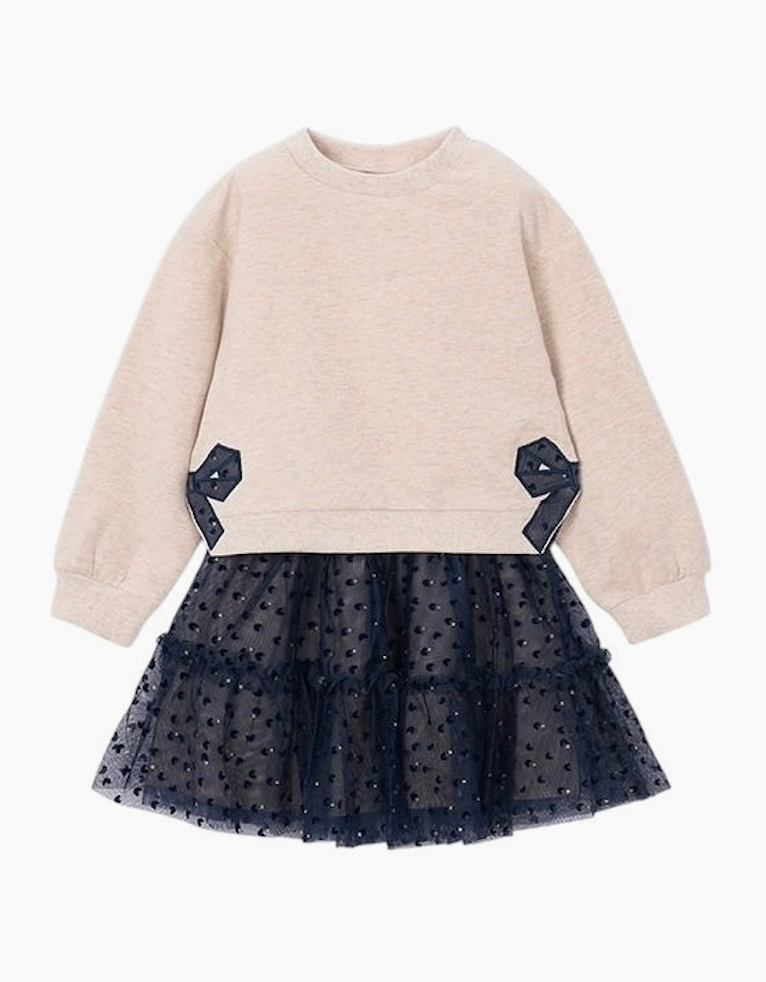Girls Navy Bow Jumper Tulle Skirt Set, 4 of 3