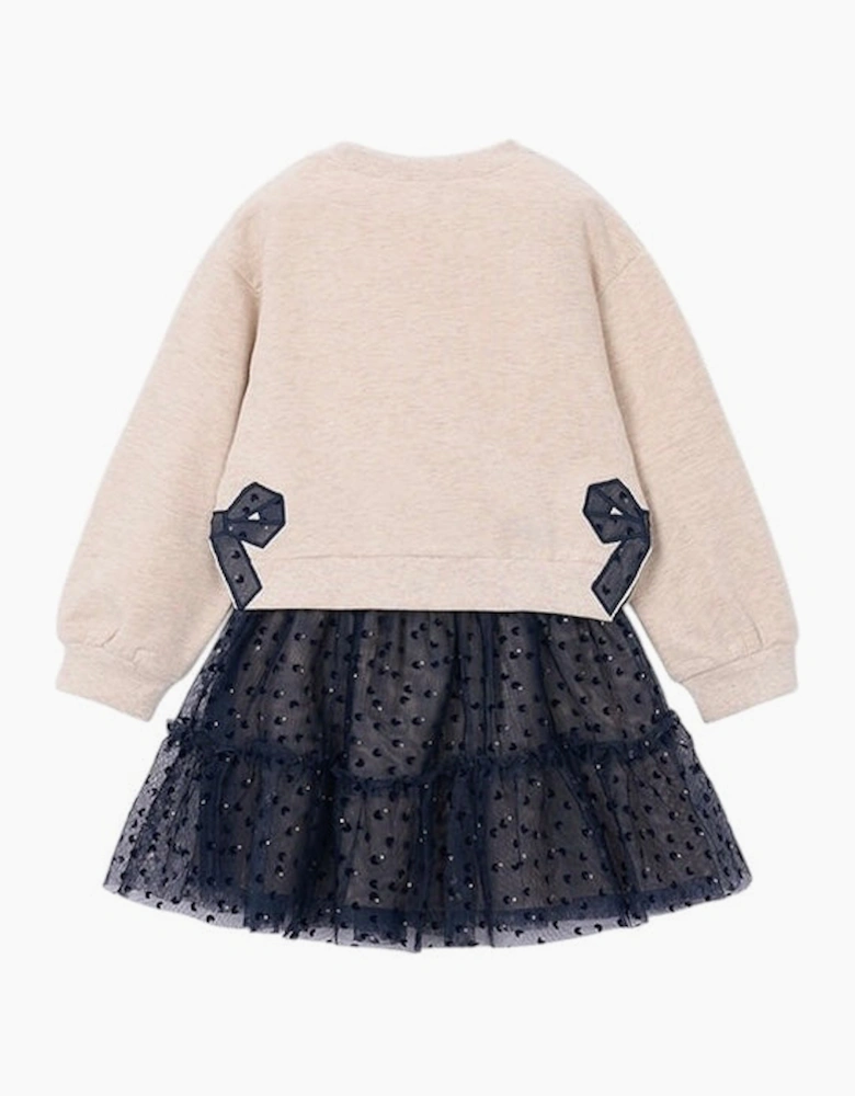 Girls Navy Bow Jumper Tulle Skirt Set