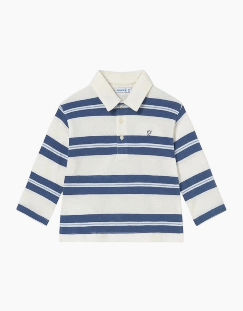 Boys Blue Striped Rugby Polo Top