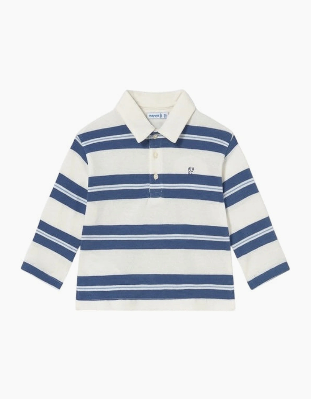 Boys Blue Striped Rugby Polo Top, 6 of 5