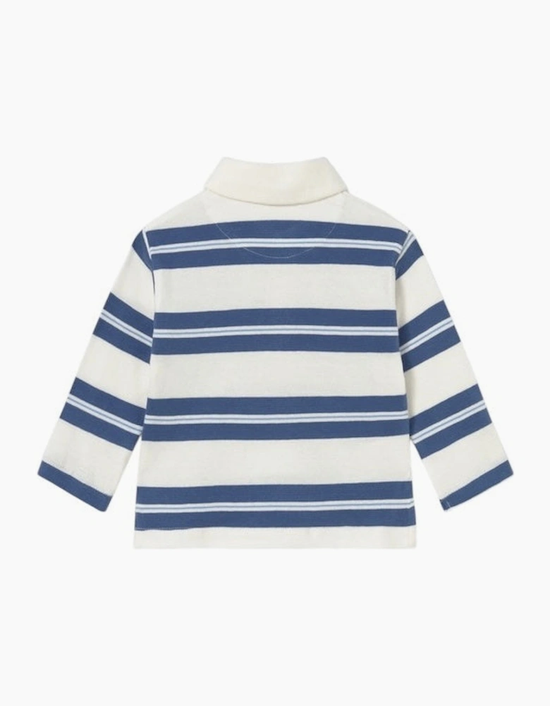 Boys Blue Striped Rugby Polo Top