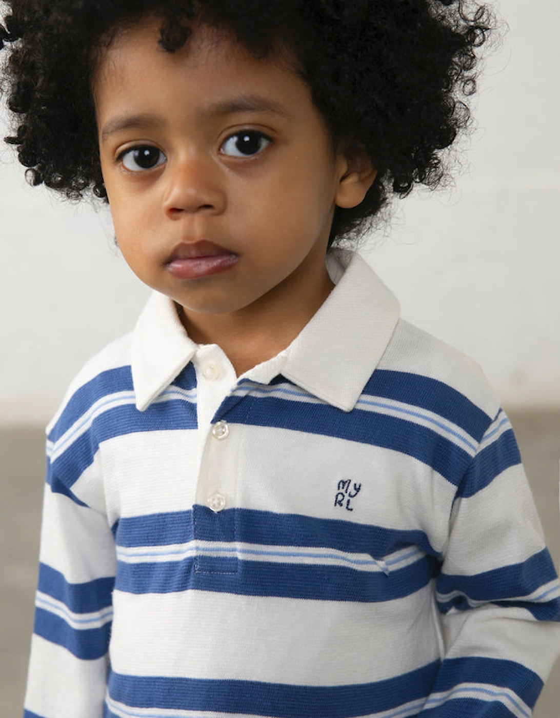 Boys Blue Striped Rugby Polo Top