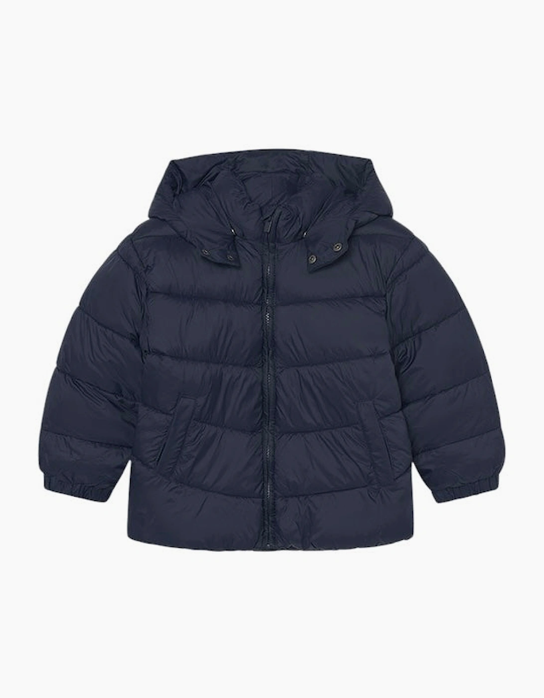 Boys Navy Fleece Lined Puffer Coat, 4 of 3