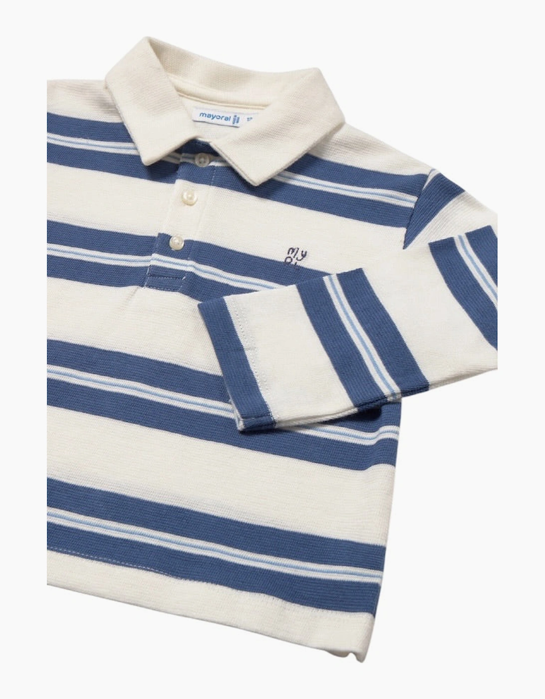 Boys Blue Striped Rugby Polo Top