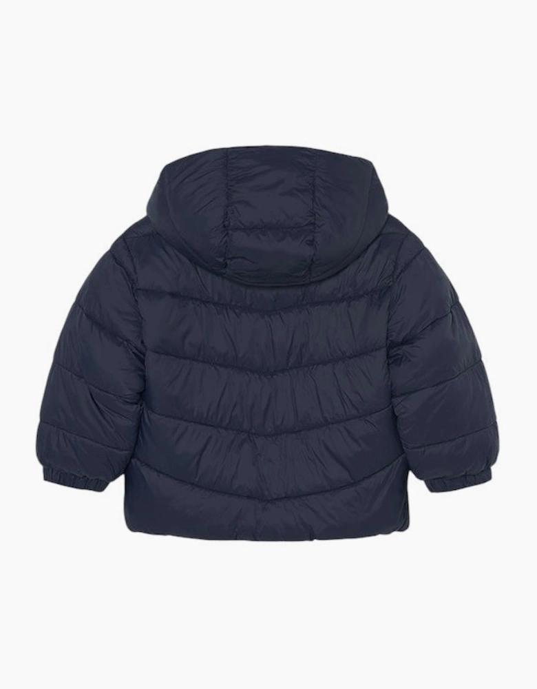 Boys Navy Fleece Lined Puffer Coat