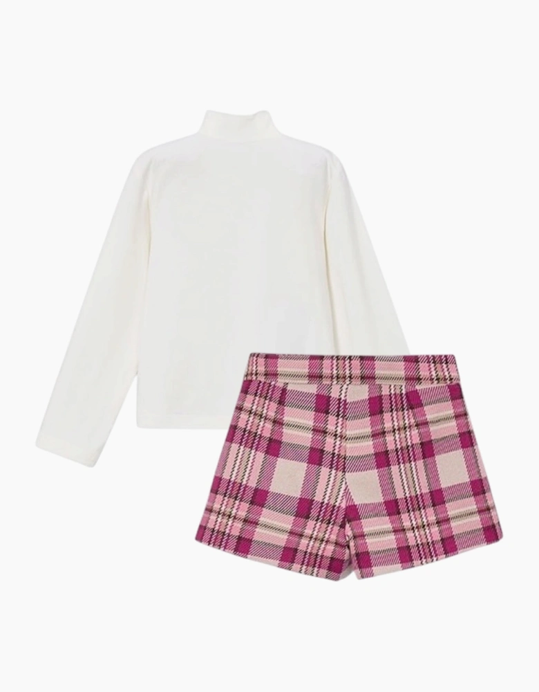 Girls Burgundy Plaid Short Set