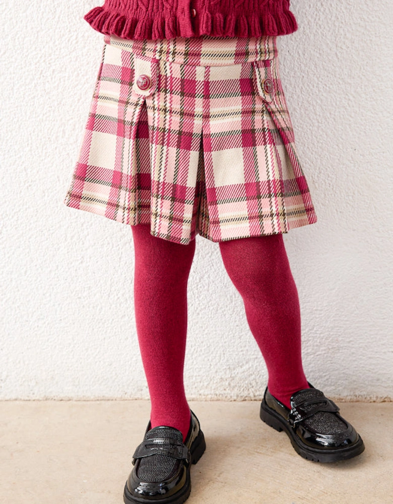 Girls Burgundy Plaid Short Set