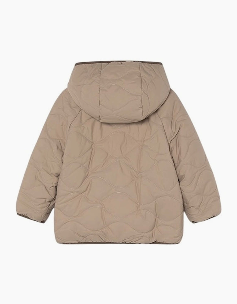 Boys Beige Reversible Padded Fleece Coat