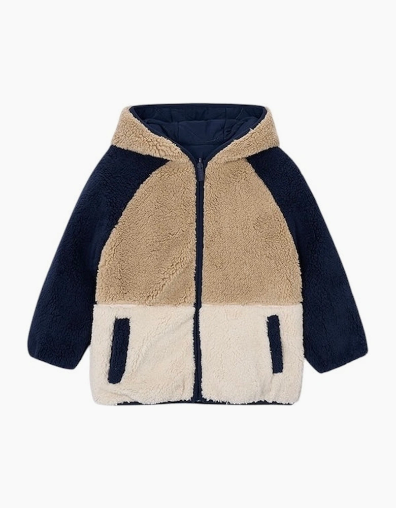 Boys Navy Reversible Padded Fleece Coat