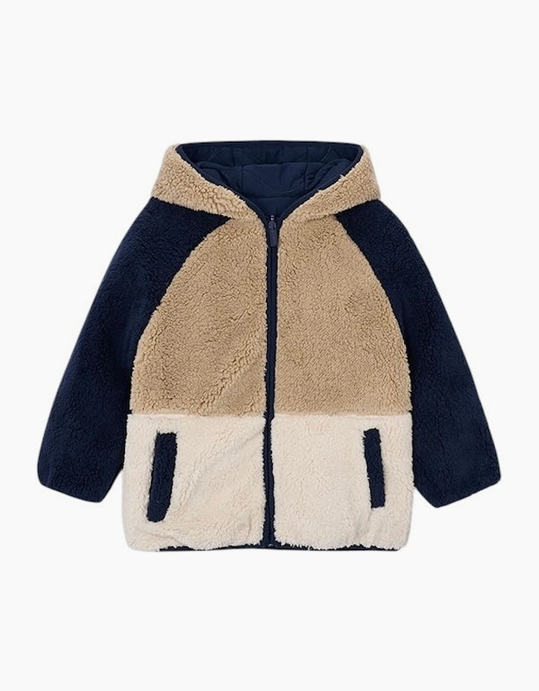 Boys Navy Reversible Padded Fleece Coat