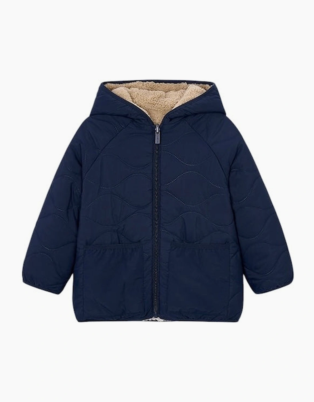 Boys Navy Reversible Padded Fleece Coat