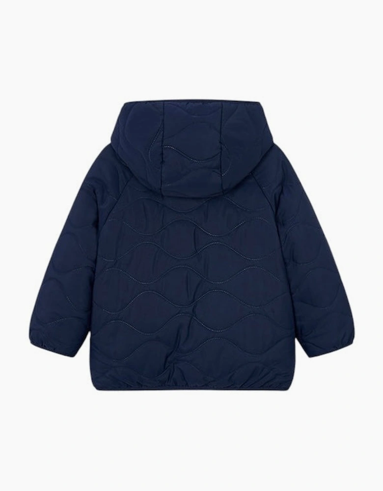 Boys Navy Reversible Padded Fleece Coat