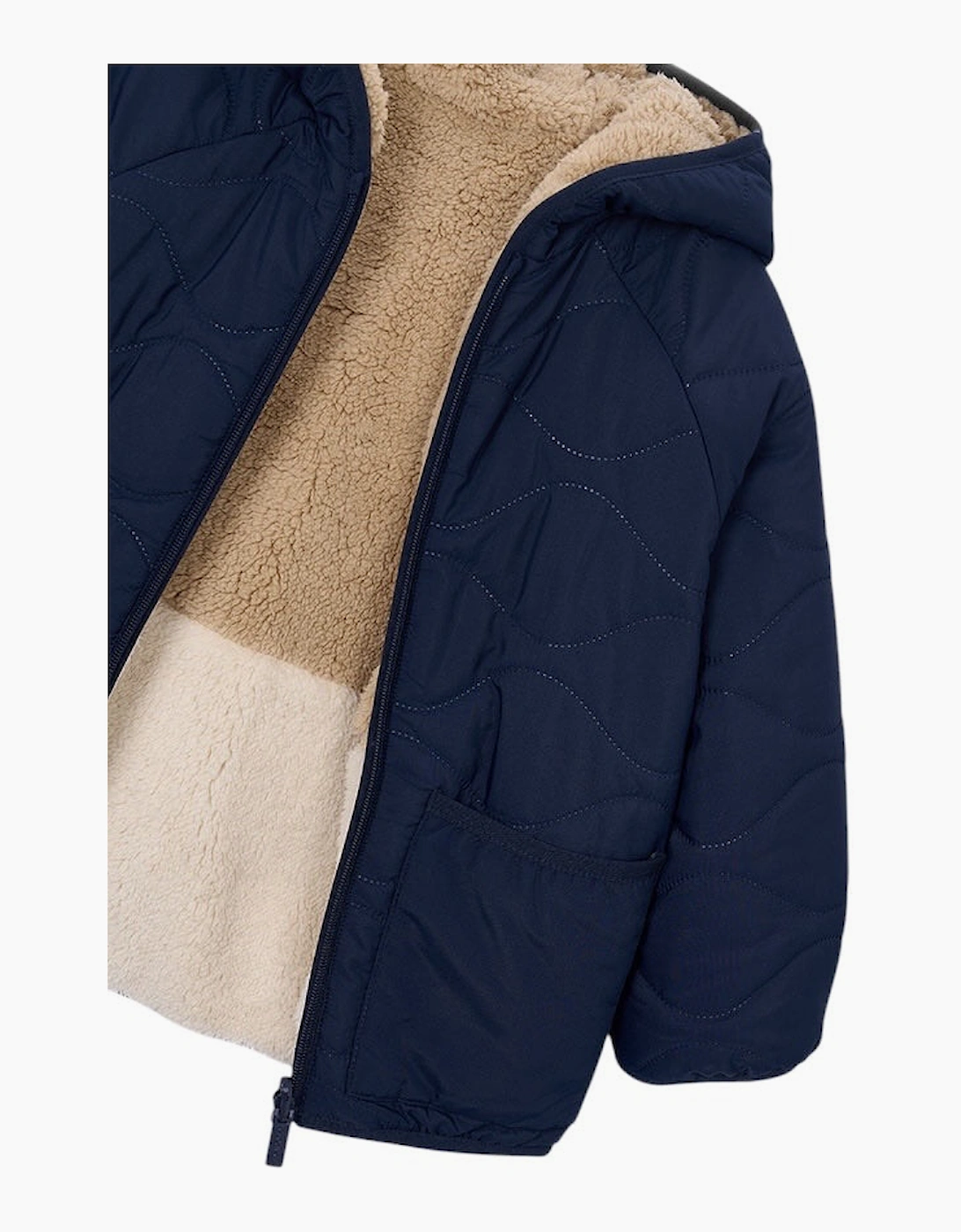 Boys Navy Reversible Padded Fleece Coat