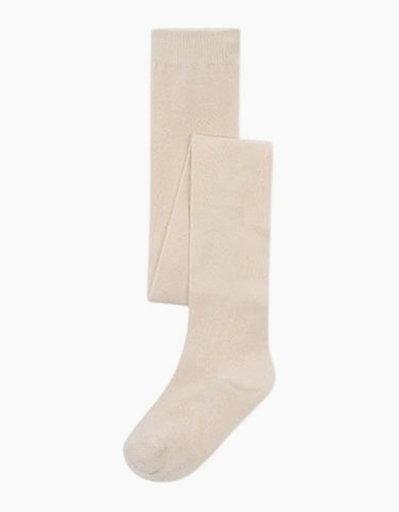 Girls Cream Knit Tights