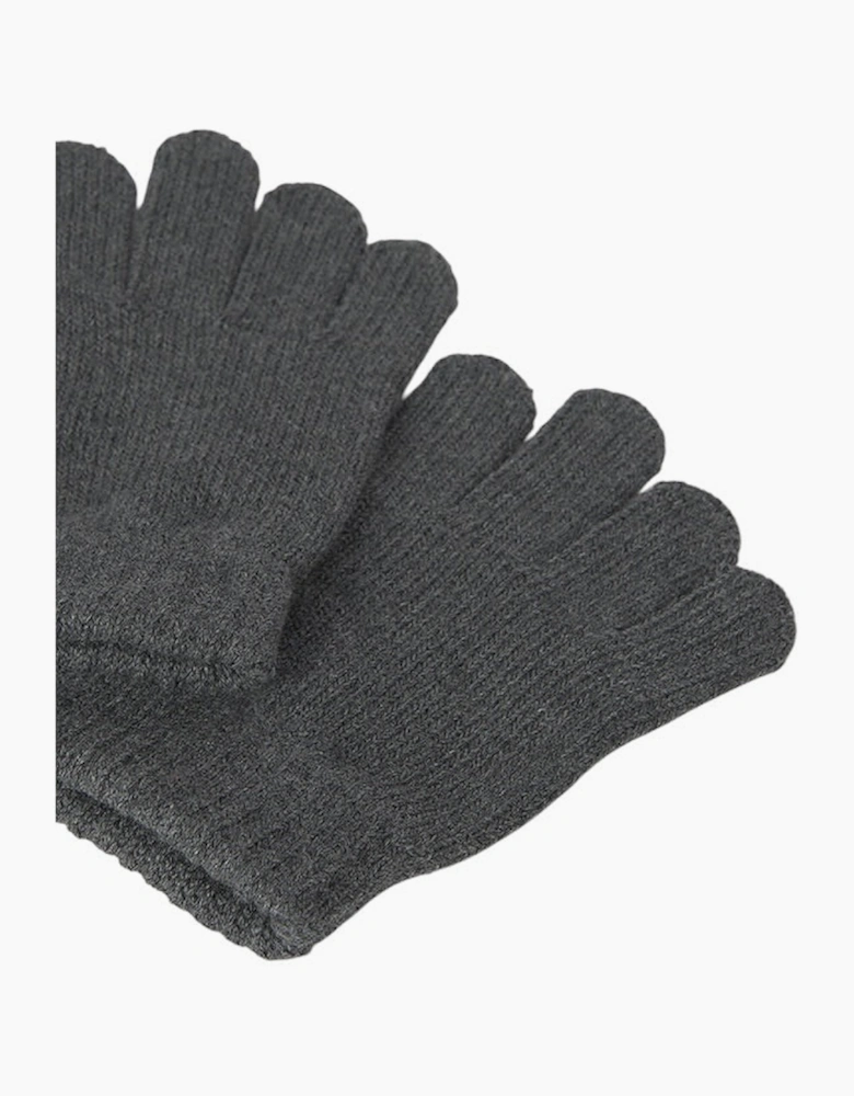 Boys Dark Grey Knit Gloves