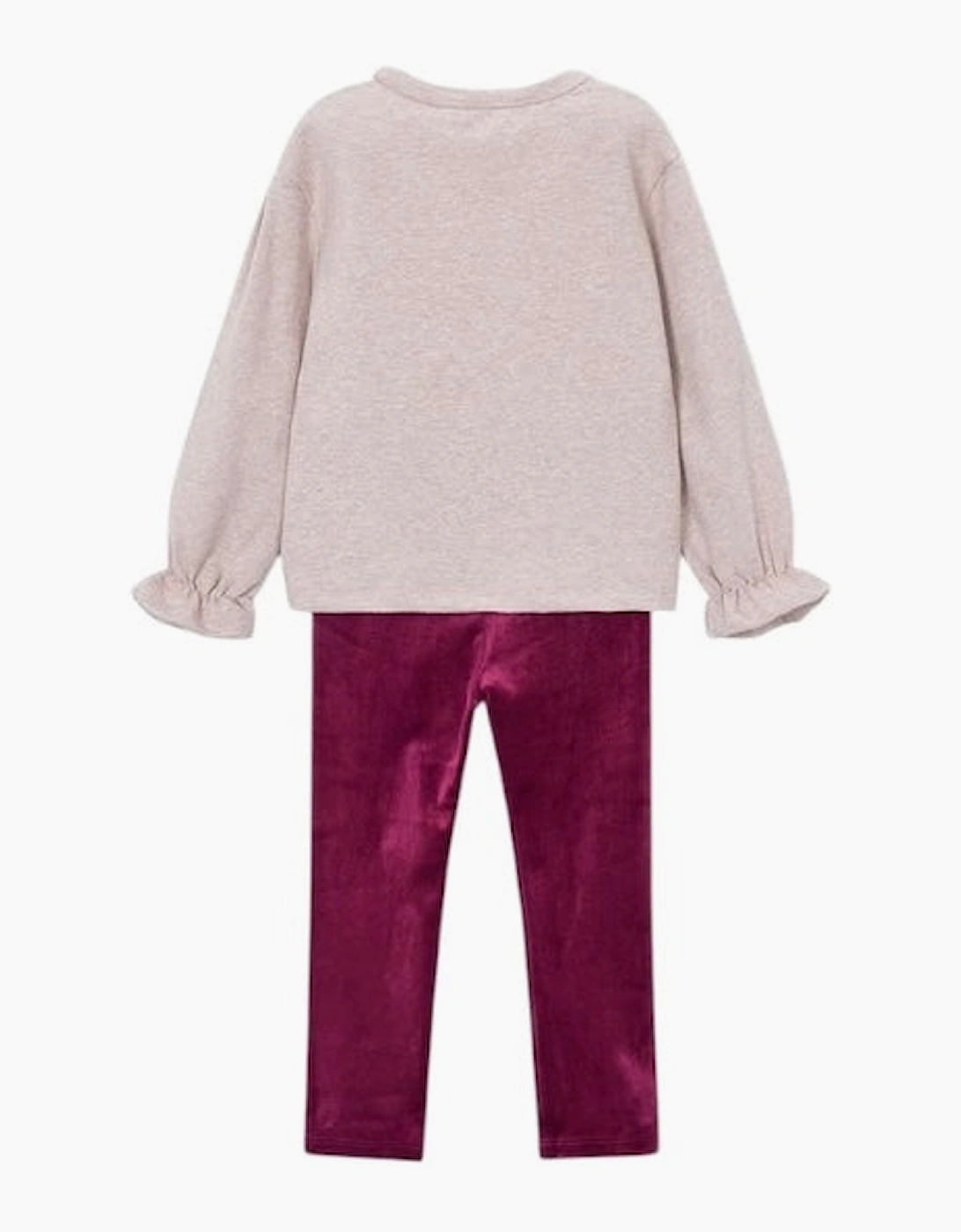 Girls Burgundy Bow Jumper Velvet Legging Set