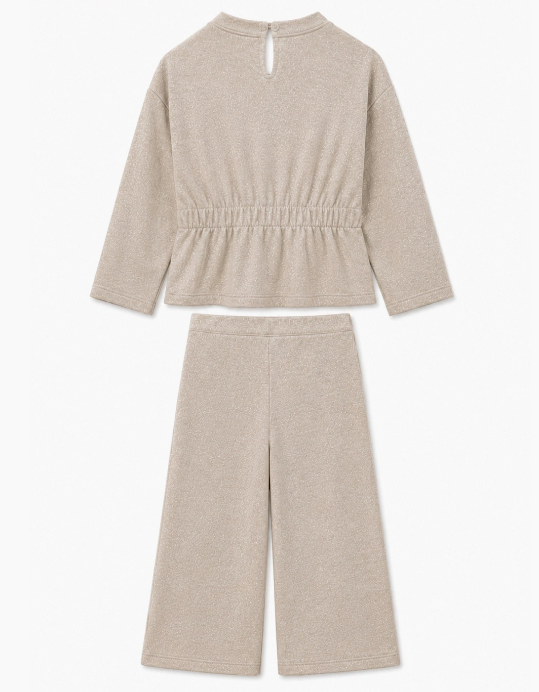 Girls Beige Shimmer Tulle Bow Tracksuit