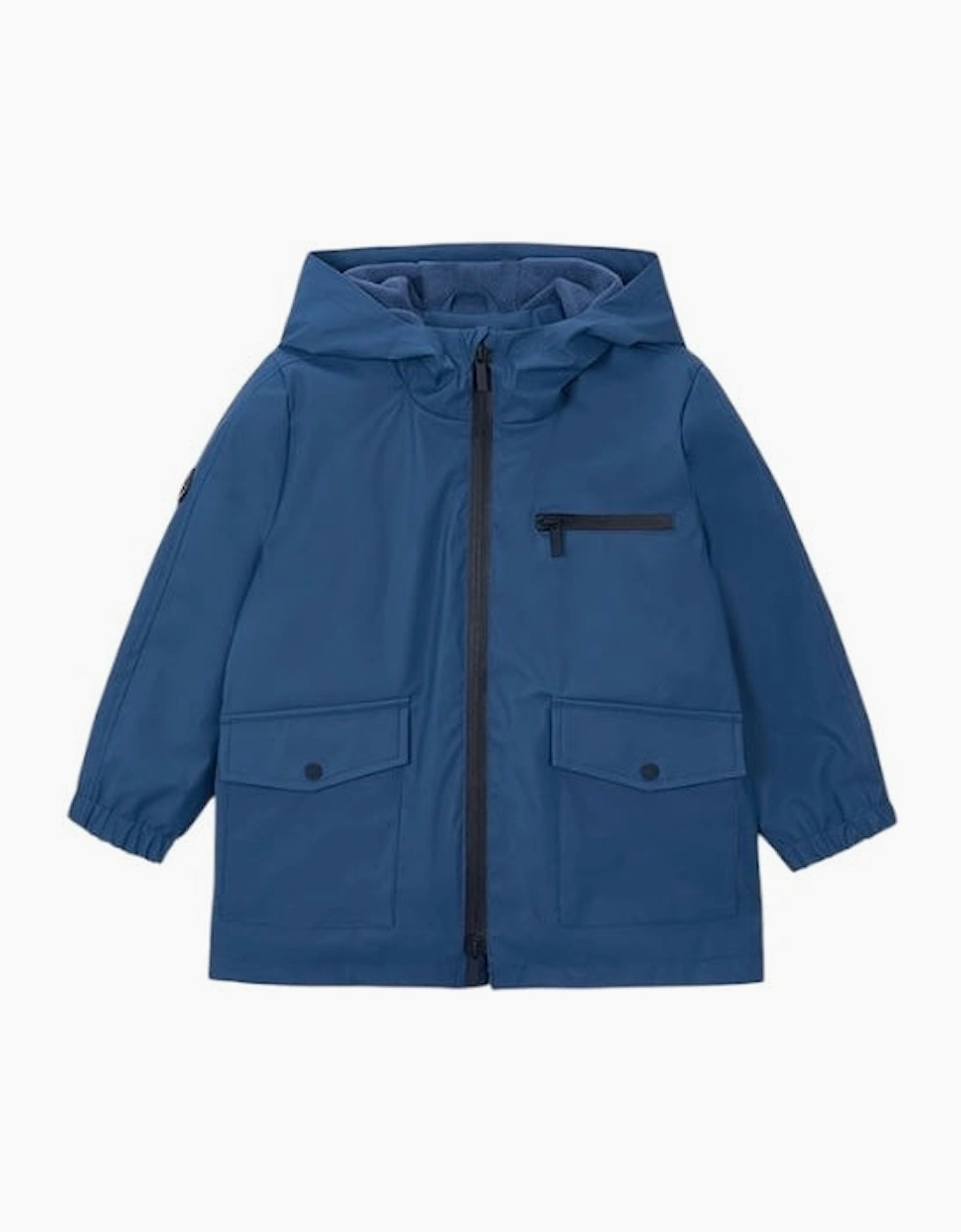 Boys Blue Fleece Lined Rain Coat, 4 of 3