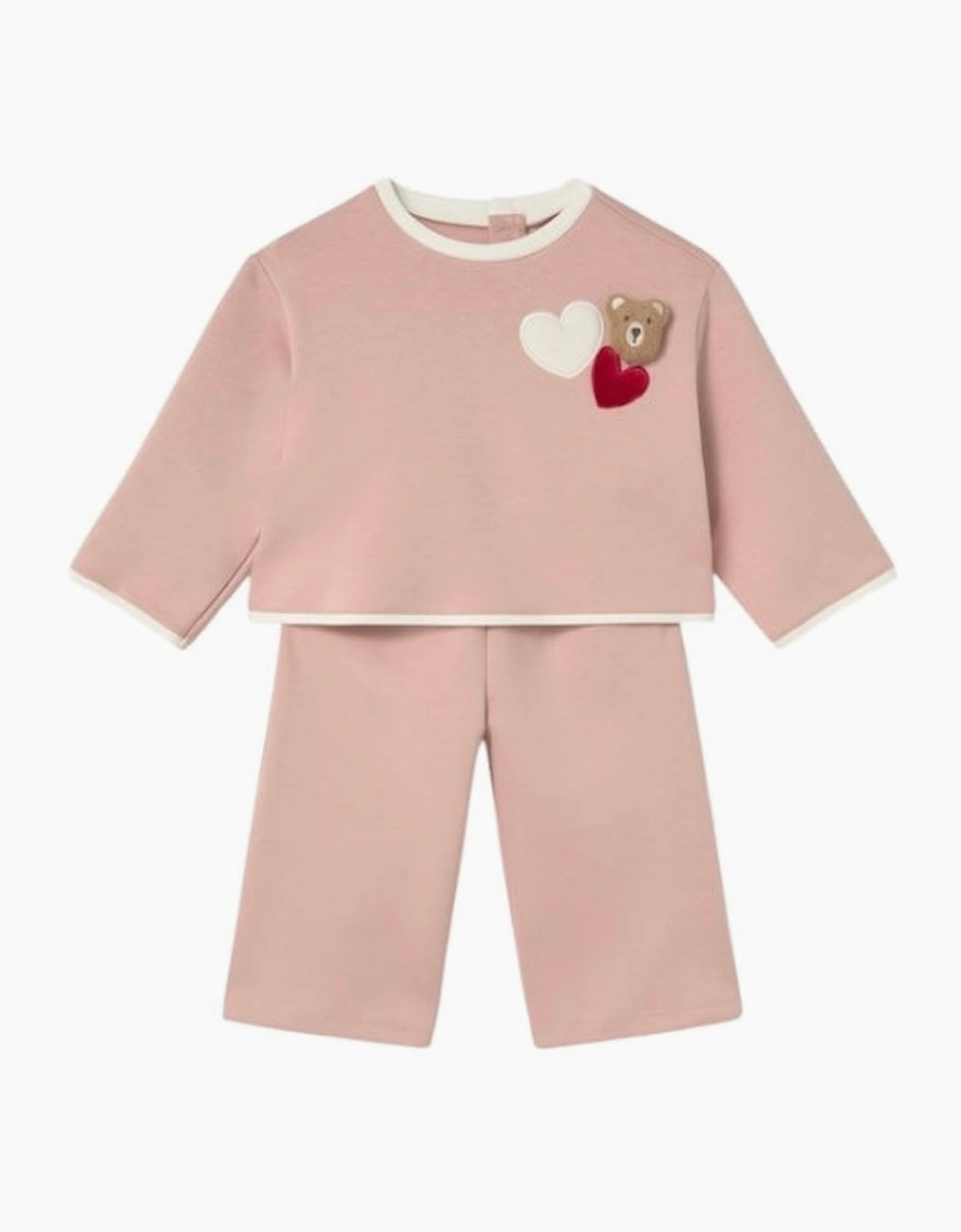 Girls Peach Pink Jersey Teddy Bear Tracksuit, 4 of 3