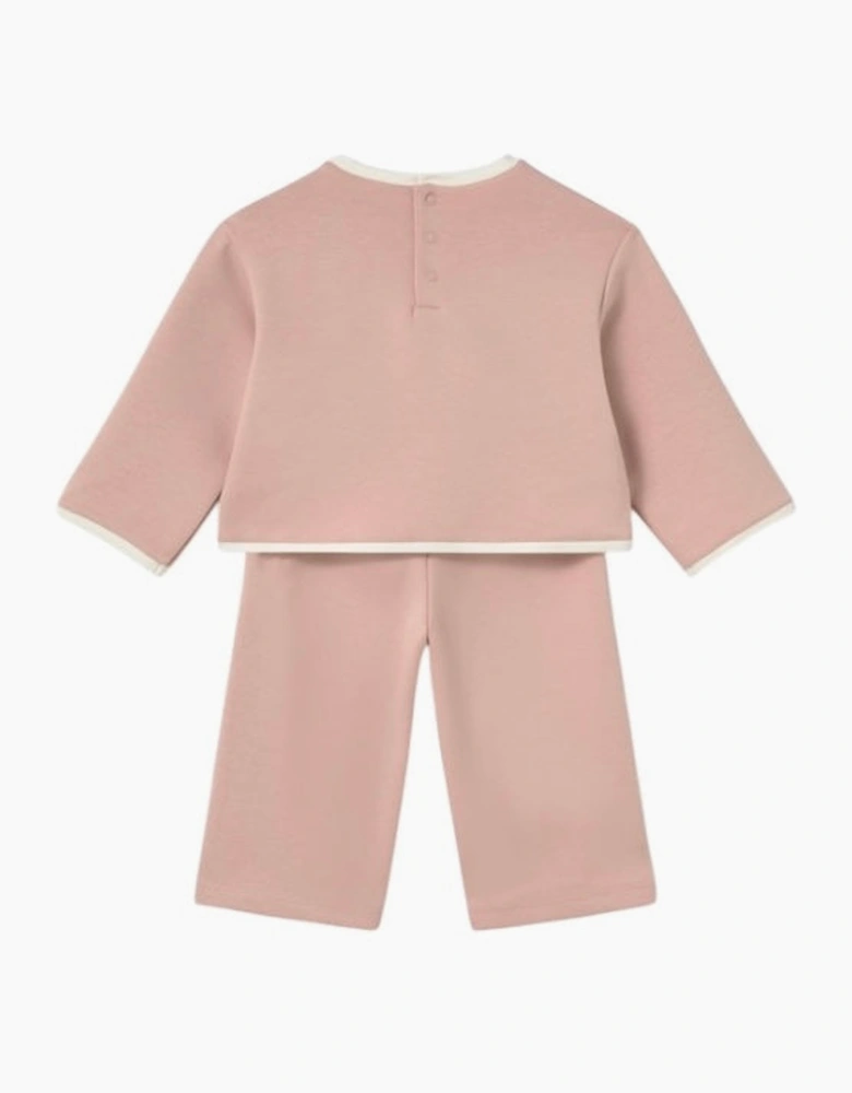 Girls Peach Pink Jersey Teddy Bear Tracksuit