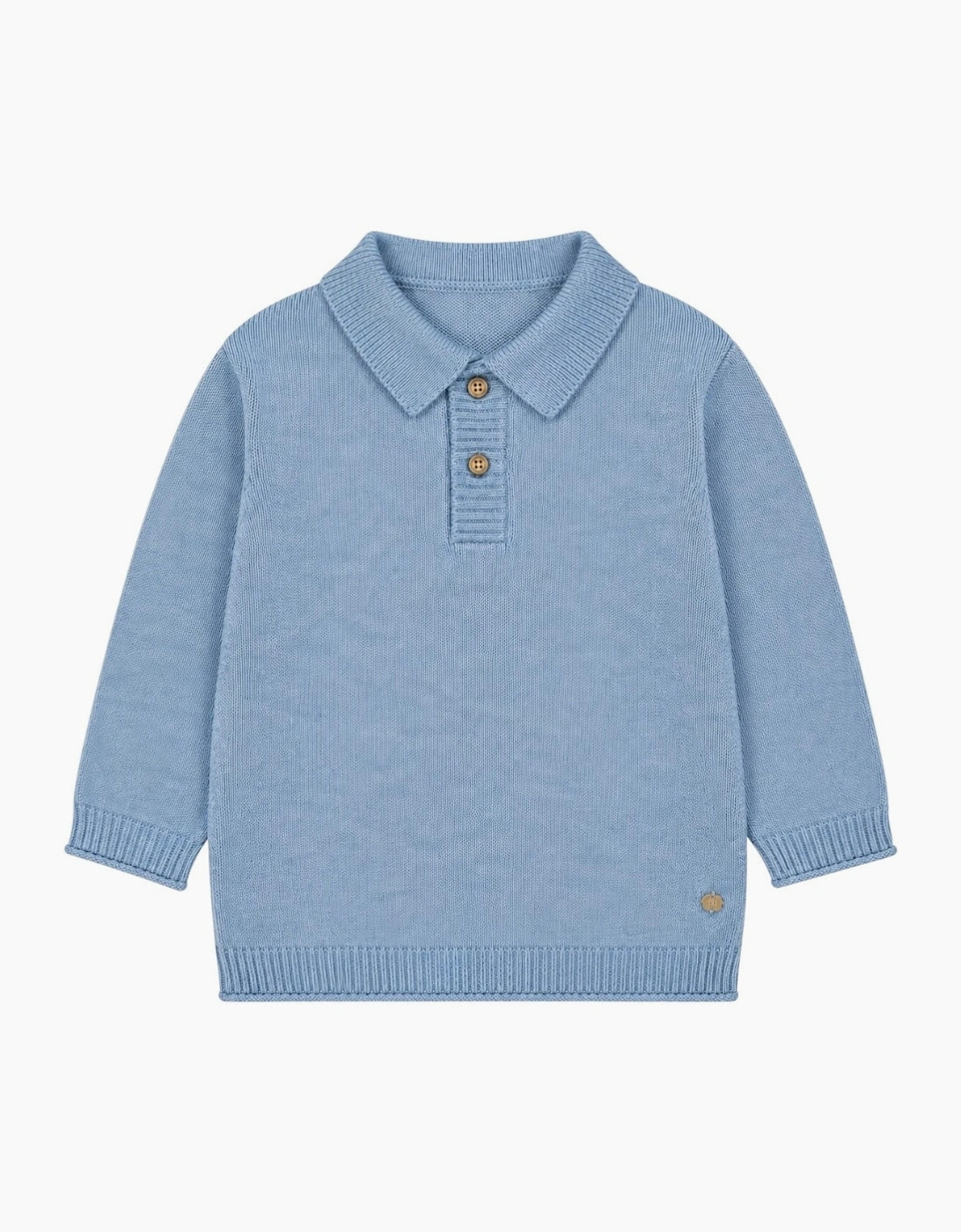 Boys Pale Blue Knit Polo Jumper, 2 of 1