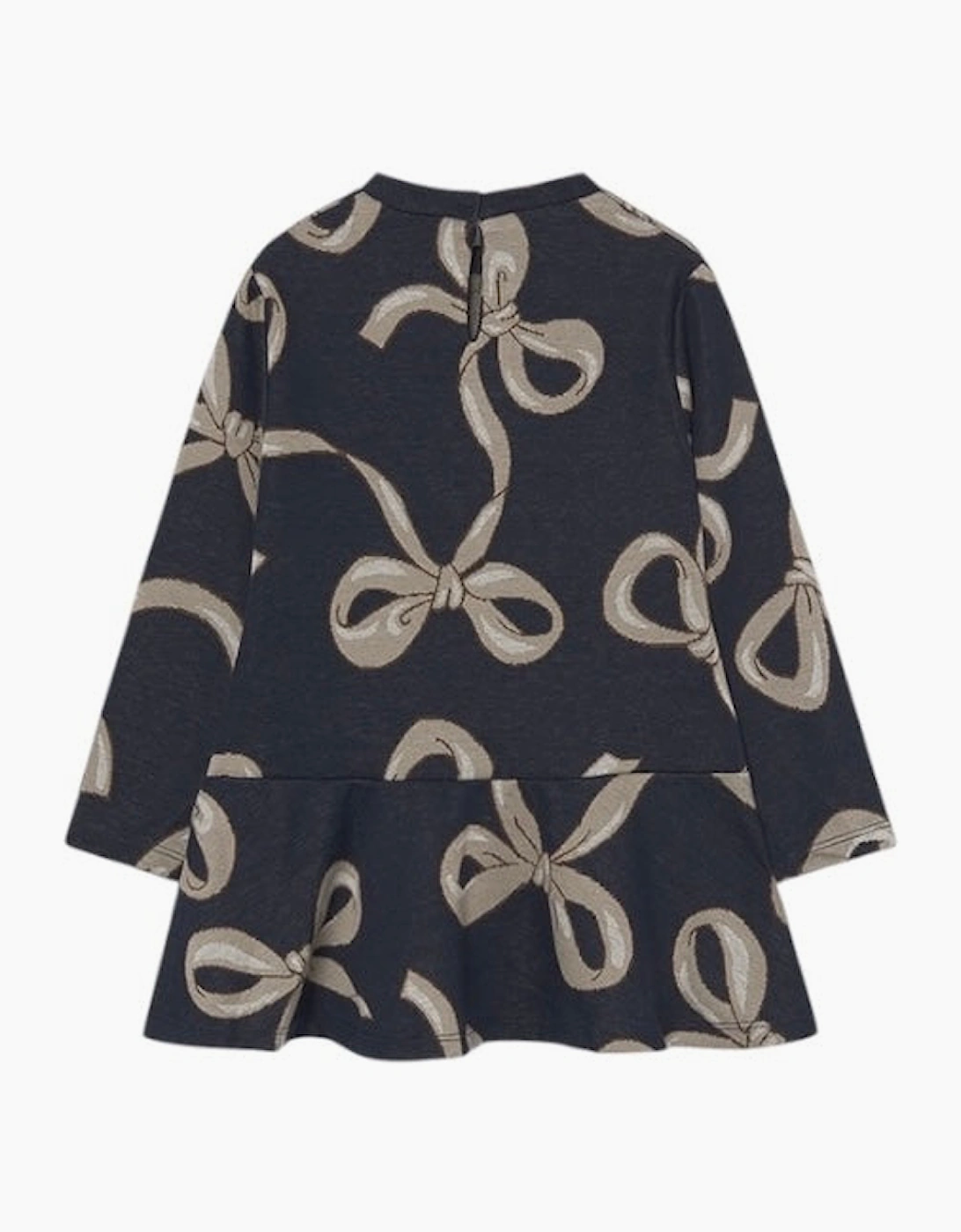 Girls Navy Bow Print Dress and Bag