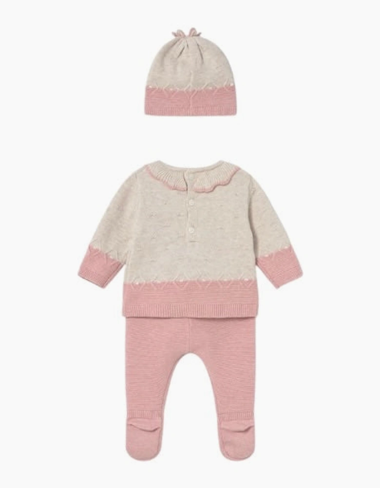 Girls Pink and Beige Knit Pant Set