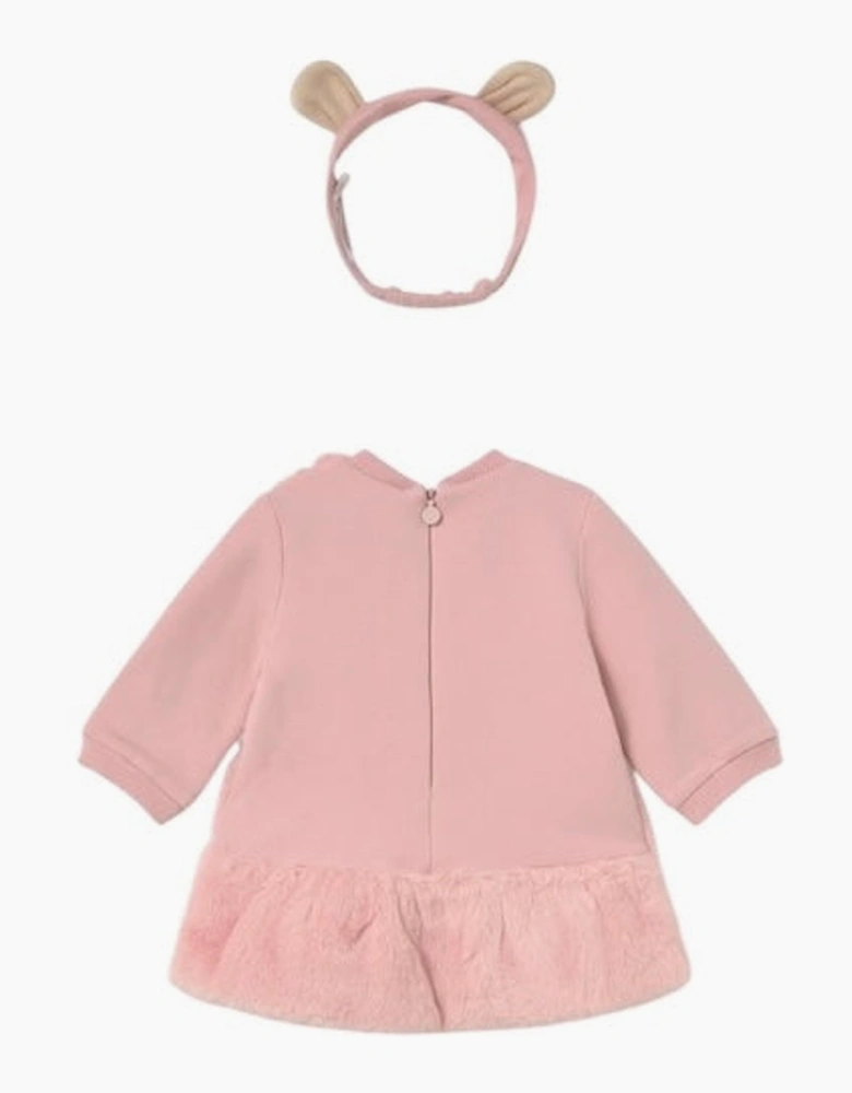Girls Pink Fluffy Bag Dress and Headband