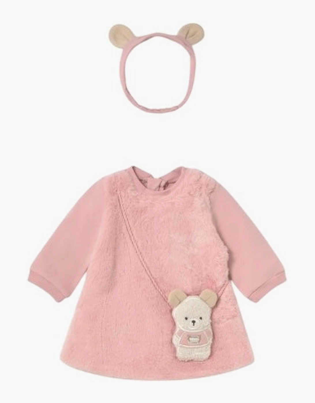 Girls Pink Fluffy Bag Dress and Headband, 4 of 3