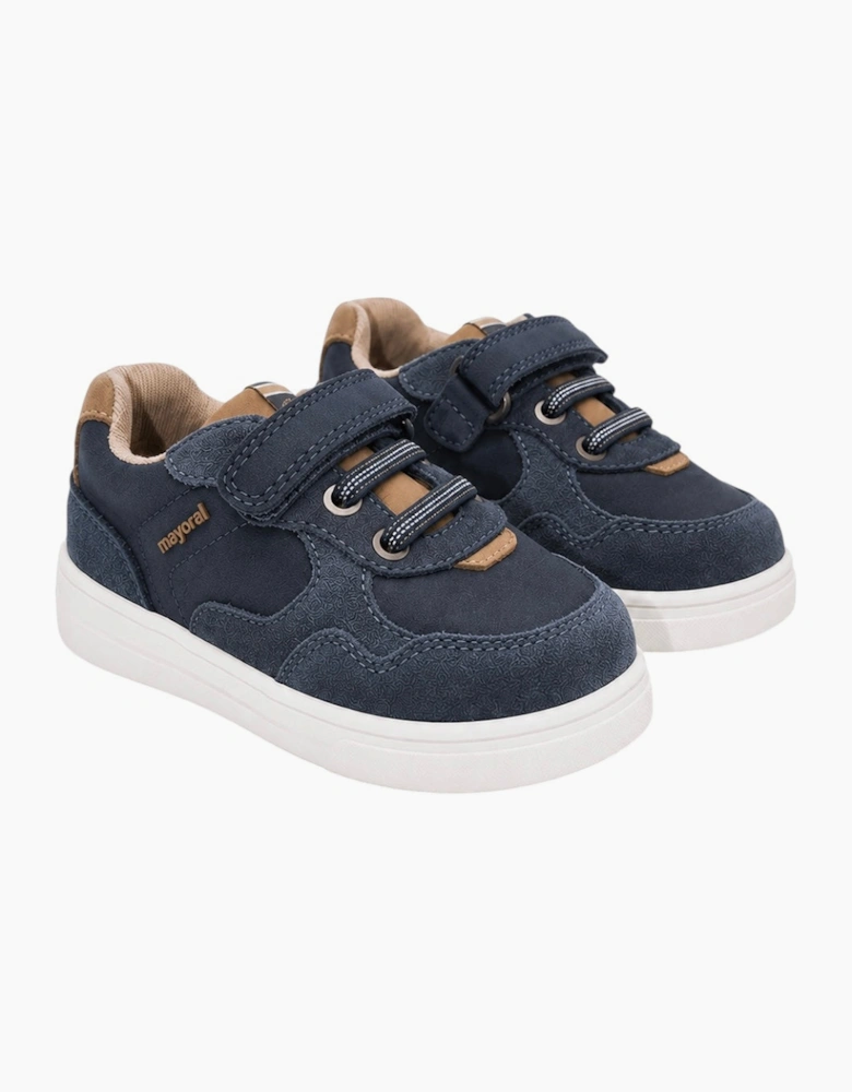 Boys Navy Velcro Suede Smart Trainers