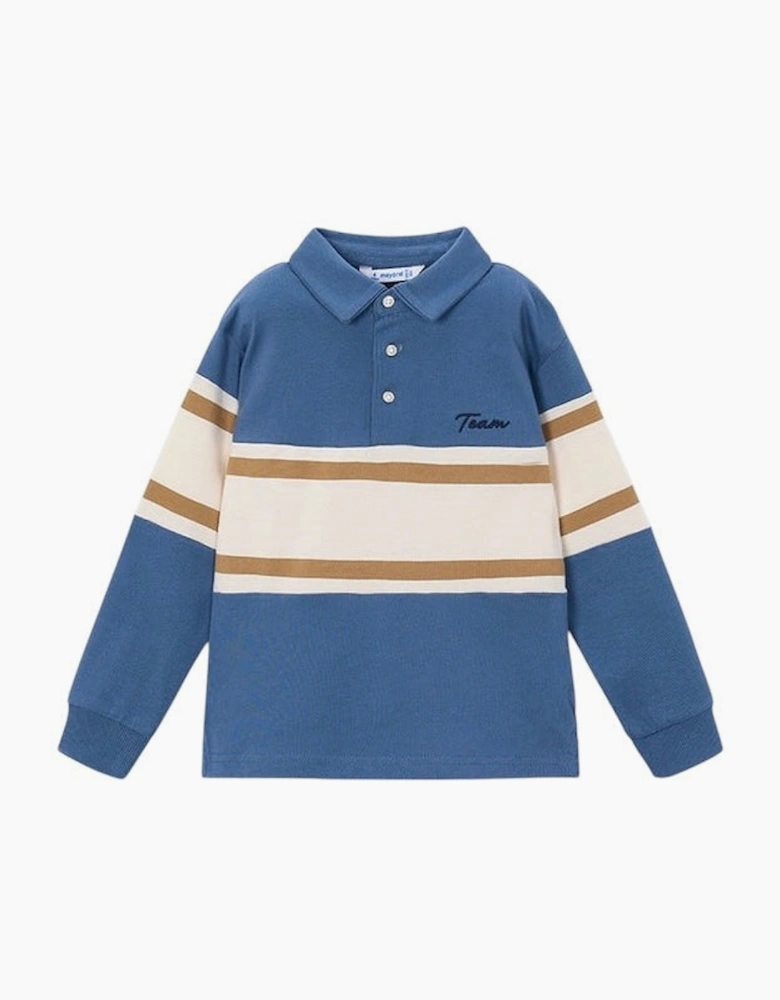 Boys Blue Contrast Polo Top