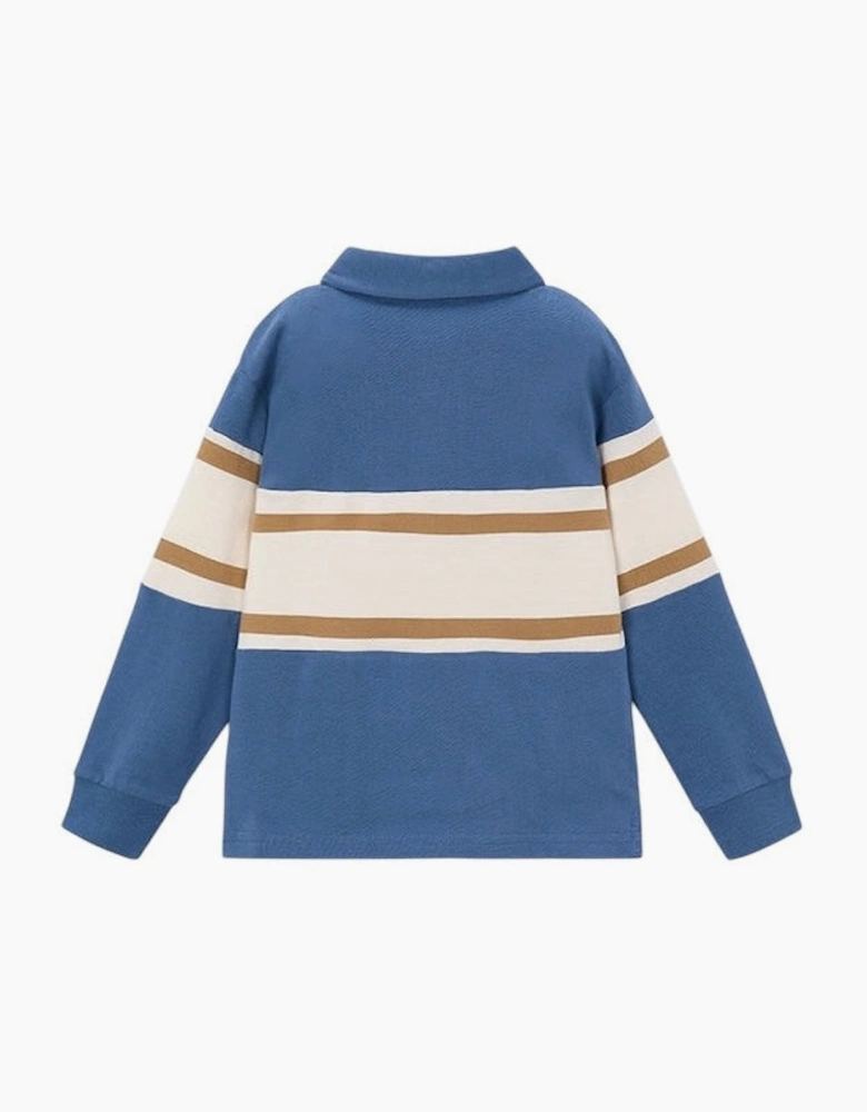 Boys Blue Contrast Polo Top