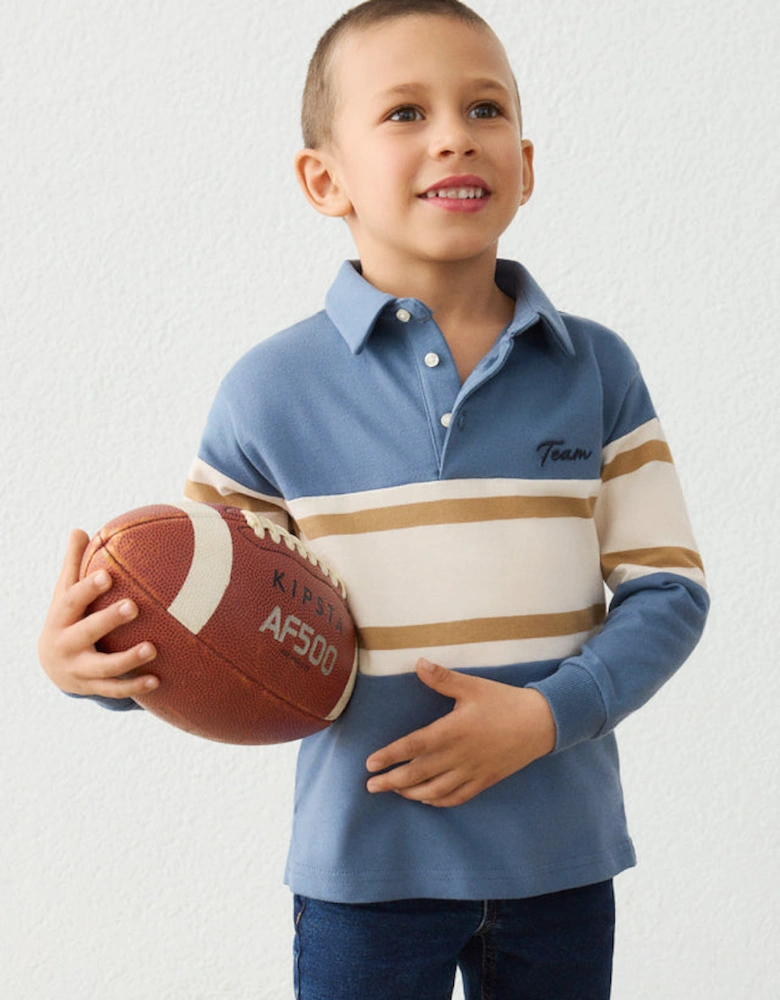 Boys Blue Contrast Polo Top