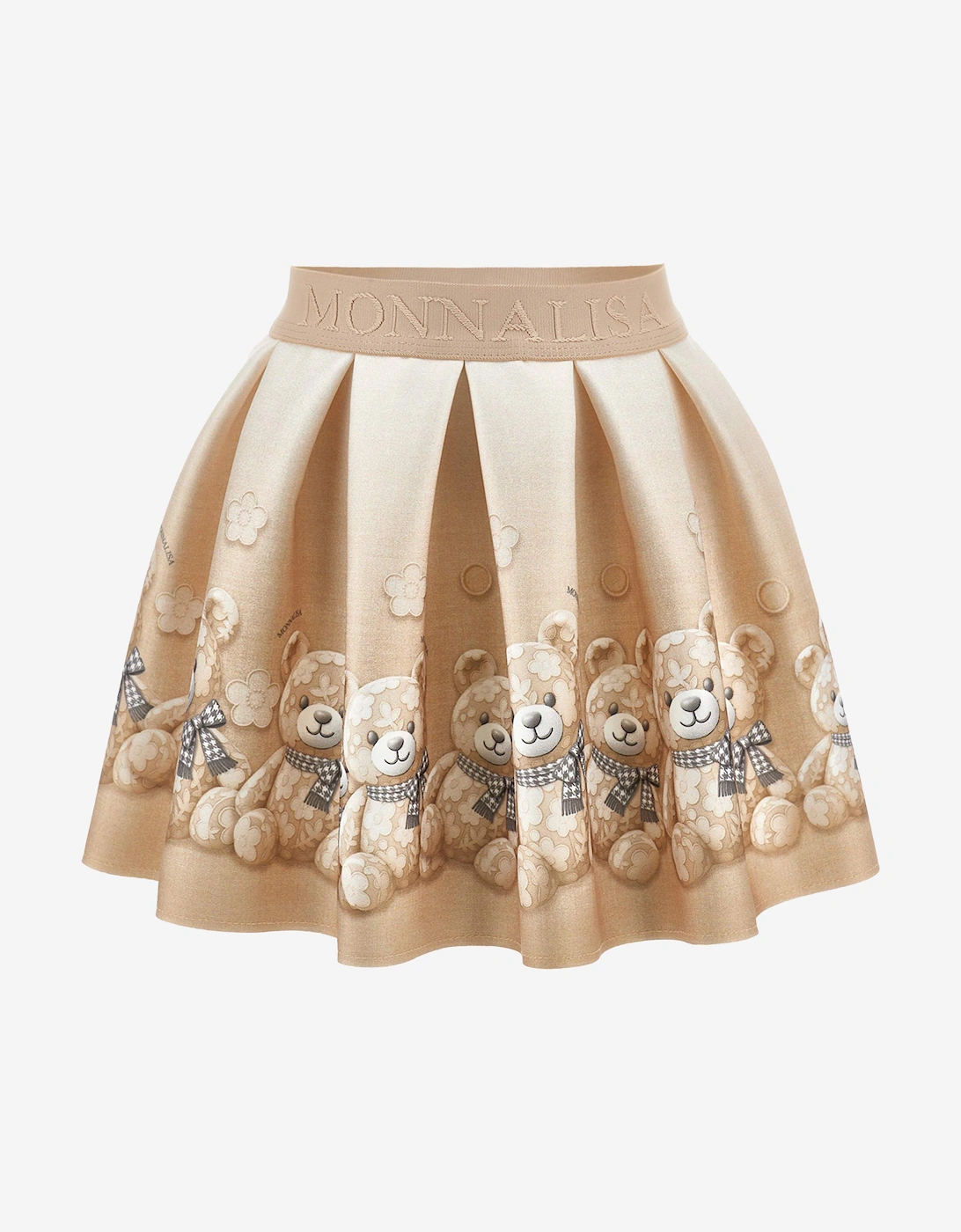 Monnalisa Girls Neoprene Teddy Bear Skirt in Beige, 6 of 5