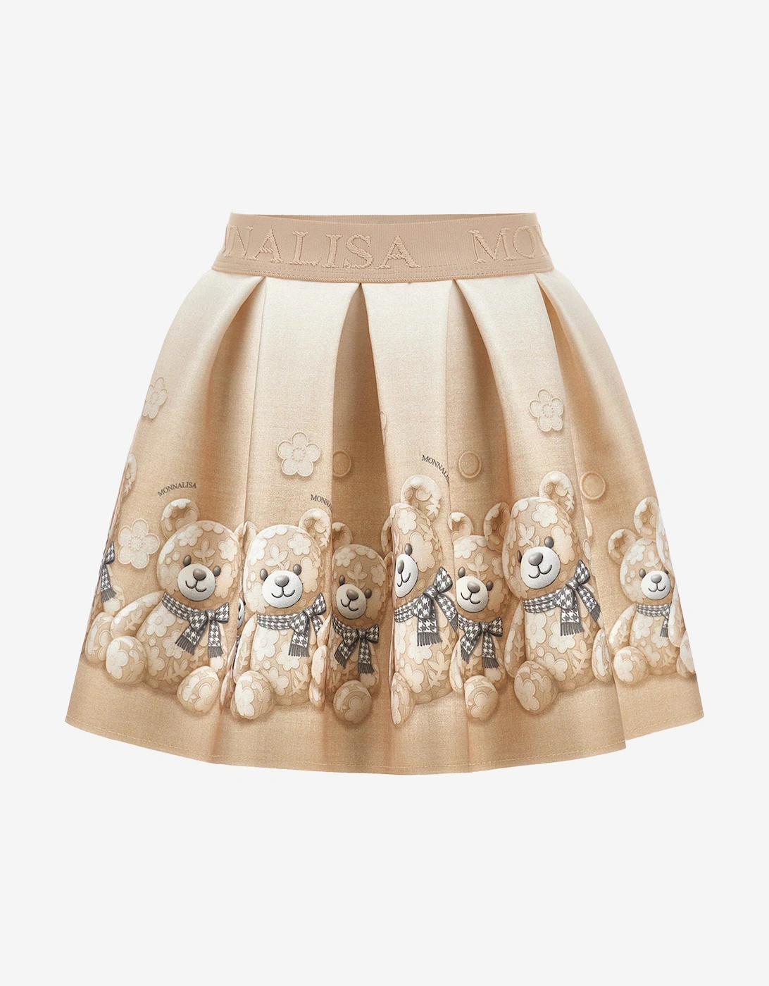 Monnalisa Girls Neoprene Teddy Bear Skirt in Beige