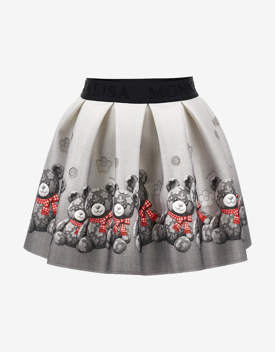 Monnalisa Girls Neoprene Teddy Bear Skirt in Grey