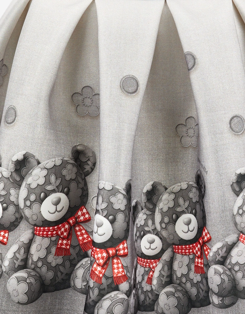 Monnalisa Girls Neoprene Teddy Bear Skirt in Grey