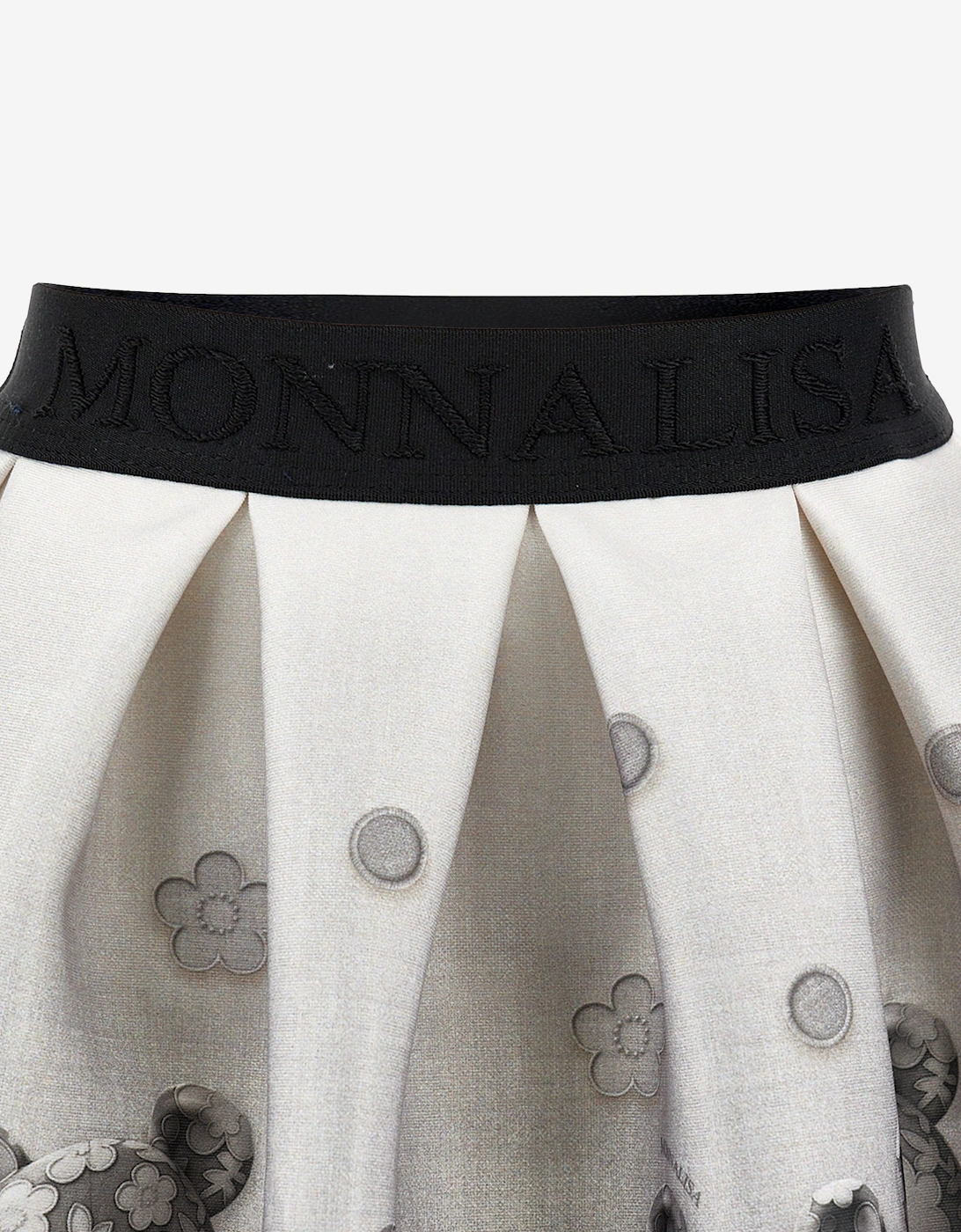 Monnalisa Girls Neoprene Teddy Bear Skirt in Grey
