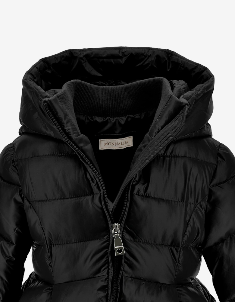 Monnalisa Girls Shiny Puffer Coat in Black