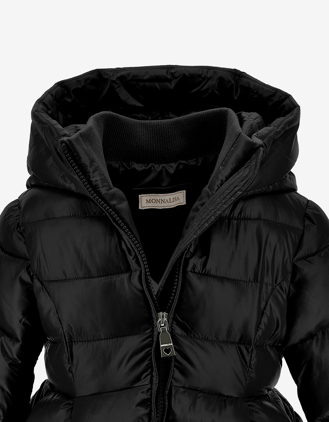 Monnalisa Girls Shiny Puffer Coat in Black