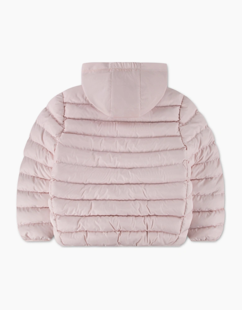 LACOSTE GIRLS PINK MID WEIGHT PUFFER JACKET 347987