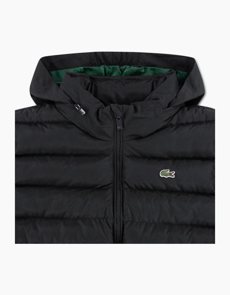 LACOSTE BOYS BLACK MID WEIGHT PUFFER JACKET 847907